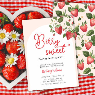 Berry Sweet Strawberry rose Baby shower Invitation