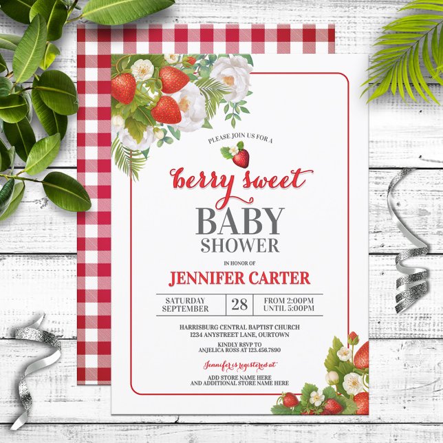 Berry Sweet Strawberry Thema Babydusche Einladung (Von Creator hochgeladen)
