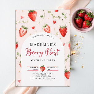 Berry Sweet Strawberry Torbogen Sommer 1. Geburtst Einladung