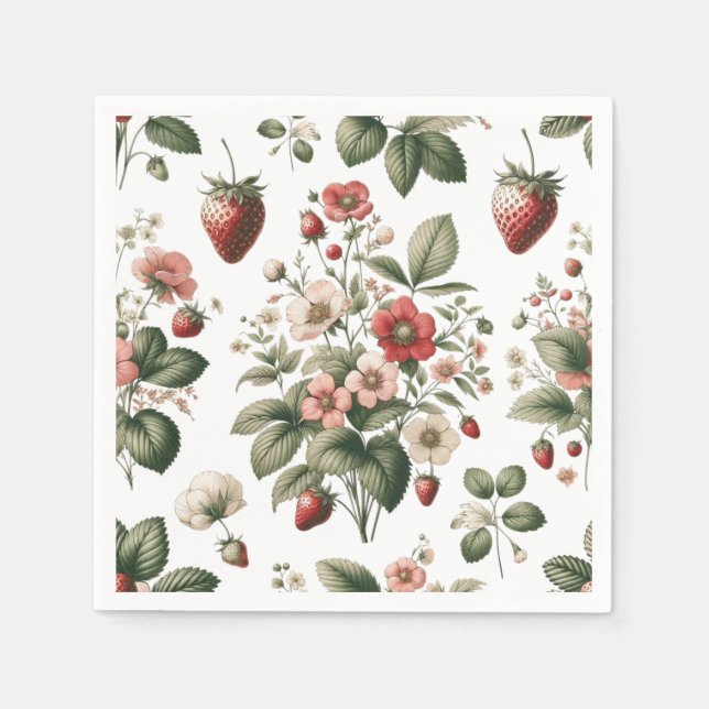 Berry Sweet Strawberry über das gesamte Muster Serviette (Vorderseite)