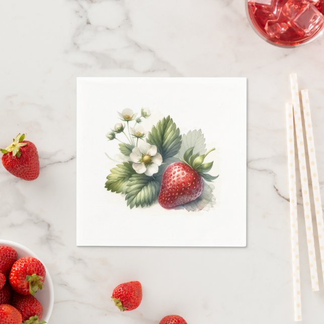 Berry Sweet Strawberry und Blume Serviette (Beispiel)