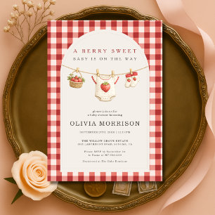 Berry Sweet Strawberry Wäscheleine Babyparty Einladung