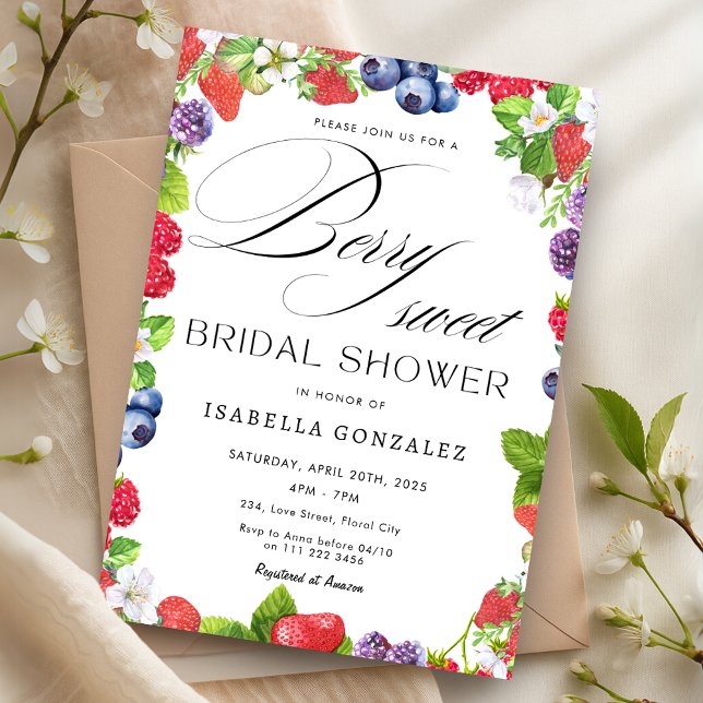 Berry Sweet Strawberry Wild Berries Brautparty Einladung (Berry Sweet Strawberry Wild Berries Bridal Shower Invitation)