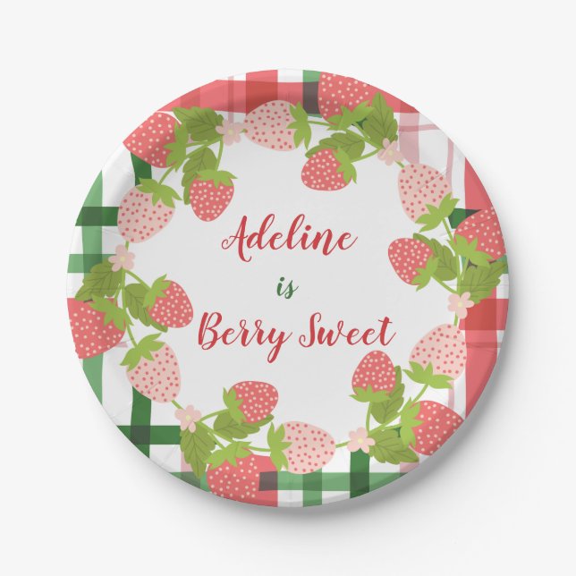 Berry Sweet Strawberry Wreath Pappteller (Vorderseite)