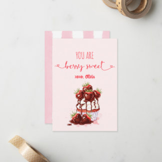 Berry Sweet Stripes Cupcake Whimsy Valentines Day Mitteilungskarte