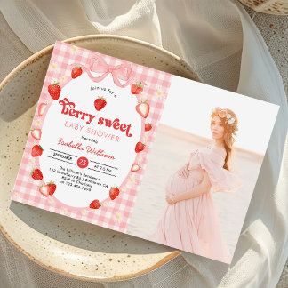 Berry Sweet Summer Strawberry Baby Shower Photo Einladung
