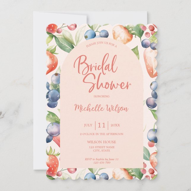 Berry Sweet Summer Wilde Berries & Blume Bridal Einladung (Vorderseite)