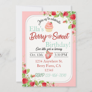 Berry Sweet, Thème fraise Anniversaire Invitation