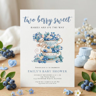 Berry Sweet Twin Blueberry Mäuse Teetasse Baby Sho Einladung