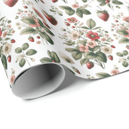 Berry Sweet überall über Erdbeeren und Blumenmuste Geschenkpapier