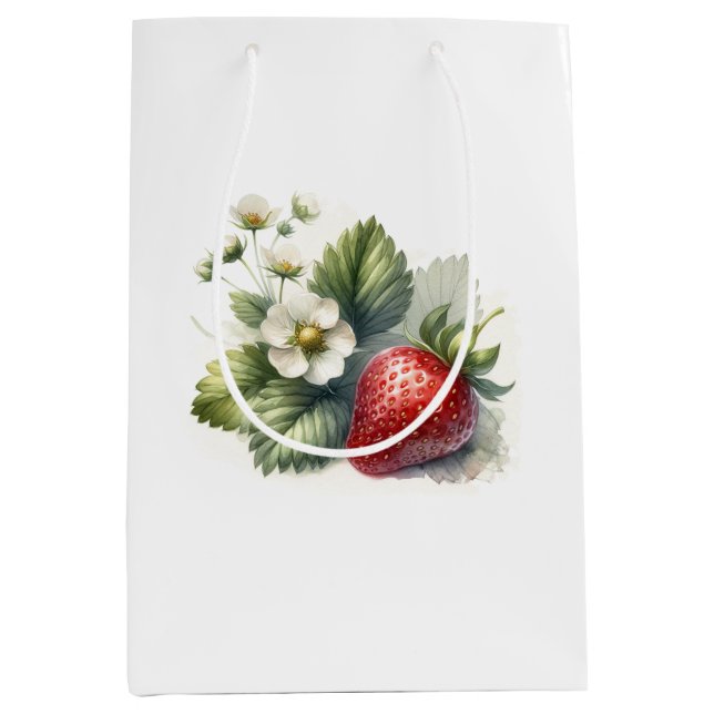 Berry Sweet überall über Erdbeeren und Blumenmuste Mittlere Geschenktüte (Vorderseite)