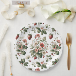 Berry Sweet überall über Erdbeeren und Blumenmuste Pappteller