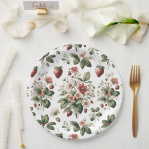 Berry Sweet überall über Erdbeeren und Blumenmuste Pappteller