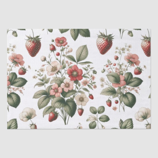 Berry Sweet überall über Erdbeeren und Blumenmuste Seidenpapier (Vorderseite)