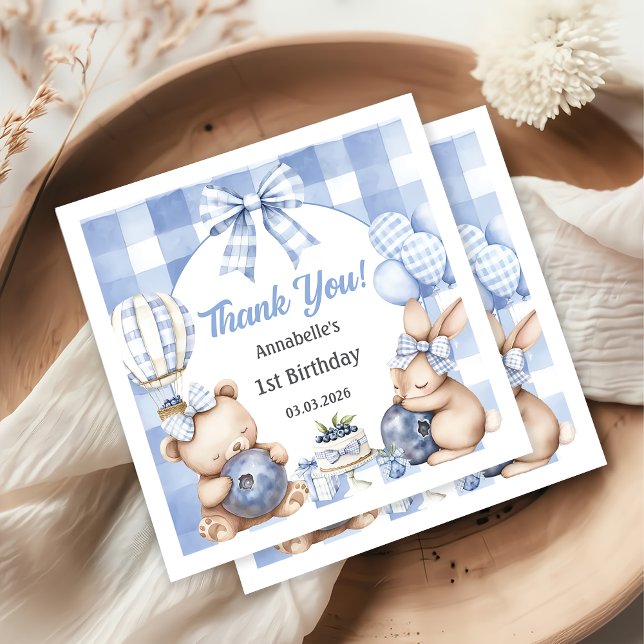 Berry Sweet Watercolor Blueberry Birthday Party Serviette (Von Creator hochgeladen)