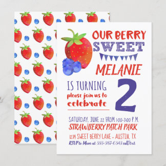 Berry Sweet Watercolor Einladung Red White Blue