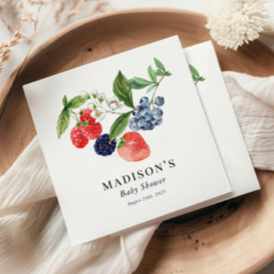 Berry Sweet Watercolor Red Blue Baby Dusche Serviette