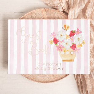 Berry Sweet Whimsical Stripes Babydusche Gästebuch