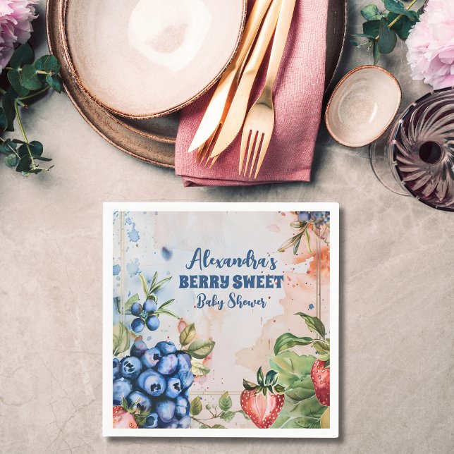 Berry Sweet Wild Berries & Blume Babydusche Serviette (Von Creator hochgeladen)