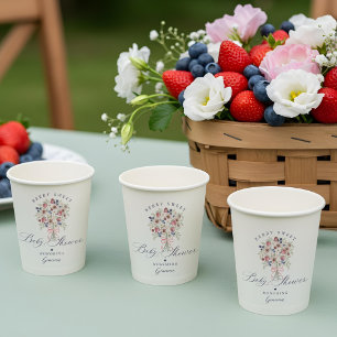 Berry Sweet Wild Berry Floral Bouquet Baby Shower Pappbecher