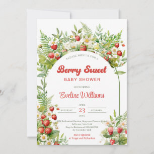 Berry Sweet Wild Strawberry Woodland Blätter Einladung