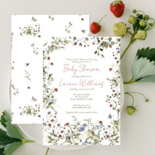 Berry Sweet Wildblume Watercolor Babydusche Einladung (Baby Shower Invitation!)