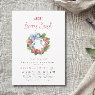 Berry Sweet Wreath Erdbeer-Schleife Baby Shower  Einladung