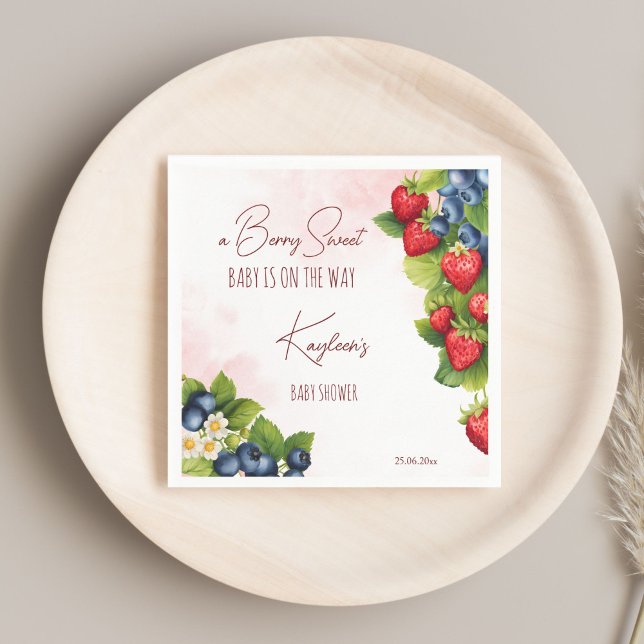 Berry Swery Blueberry Erdbeere Baby Dusche Druck Serviette (Berry sweet blueberry wild strawberry spring summer baby shower print napkins personalized tableware)