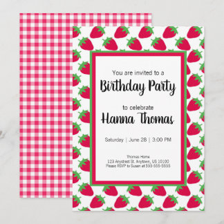 Berry Themed Strawberry Birthday Party Einladung
