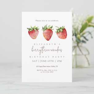 Berry Threemendous Erdbeer Geburtstag Einladung