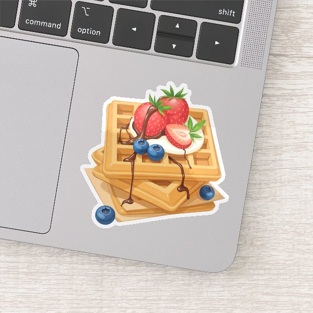 Berry-Topped Waffeln mit Schokoladentrockner Aufkleber (Detail)