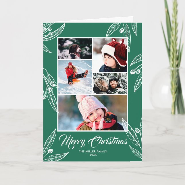 Berry Twigs - Foto Collage Frohe Weihnachten Karte (Vorderseite)
