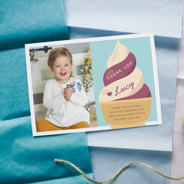 Berry Vanilla Kindergeburtstag Foto Dankeskarte (Von Creator hochgeladen)