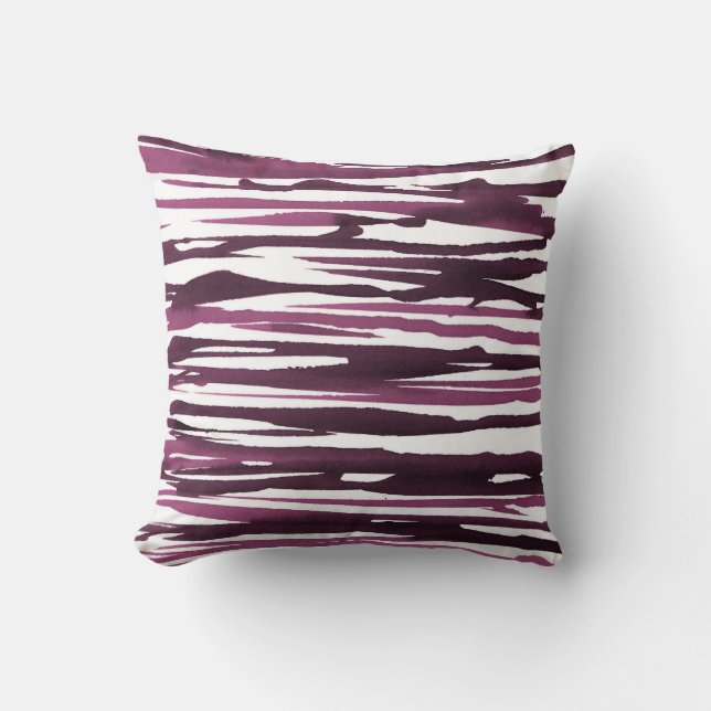 Berry Watercolor Abstrakt Streifen Pillow Kissen (Vorderseite)