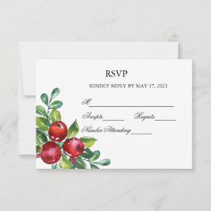 Berry Watercolor Stems Wedding RSVP Karte