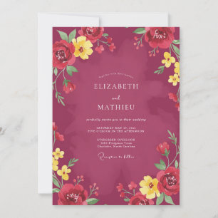 Berry-Wildflower-Hochzeit Einladung