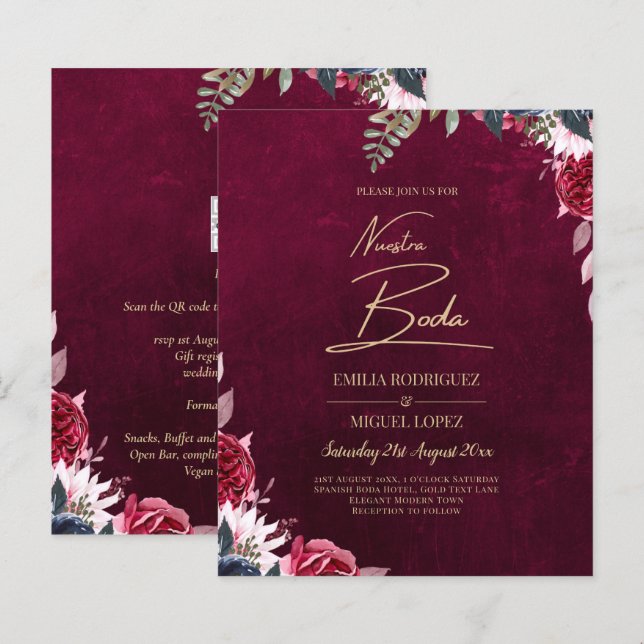 Berry Wine Floral Wedding (Vorne/Hinten)