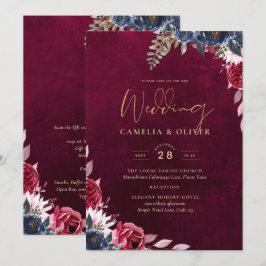 Berry Wine Floral Wedding Einladung