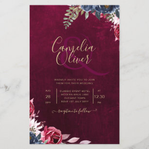 Berry Wine Floral Wedding Flyer
