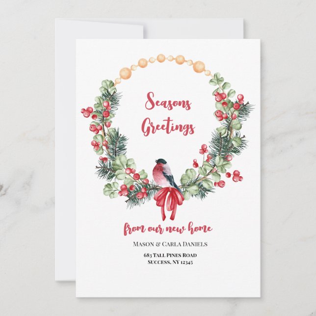 Berry Wreath Holiday Moving Faire-part (Devant)