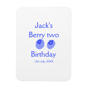 Berry zwei Geburtstag blaue Beere Name Datum Kinde Magnet