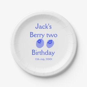 Berry zwei Geburtstag blaue Beere Name Datum Kinde Pappteller