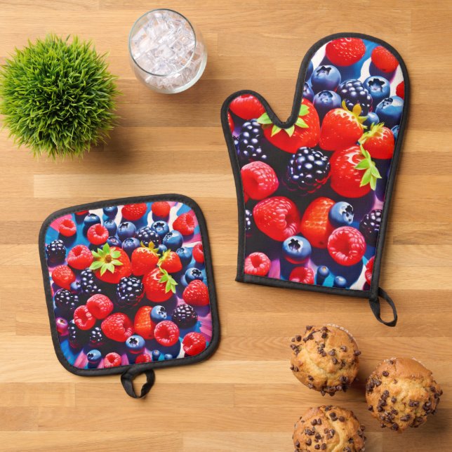 Berrylicious Burst Delight Ofenhandschuh & Topflappen-Set (Oben Unten)
