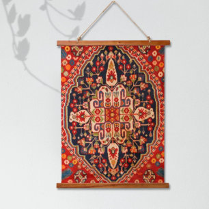 Berryroter Onyx-Oriental-Persischer Qashqai-Teppic Wandteppich Mit Holzrahmen