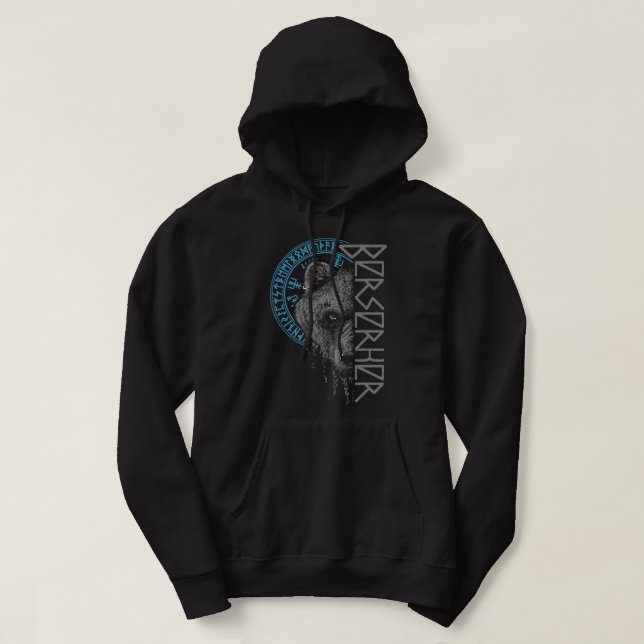 Berserk Bear Warrior Odin Runes Norse Compass Viki Hoodie (Design vorne)