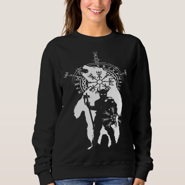 Berserk Bear Warrior Odin Runes Norse Compass Viki Sweatshirt (Vorderseite)