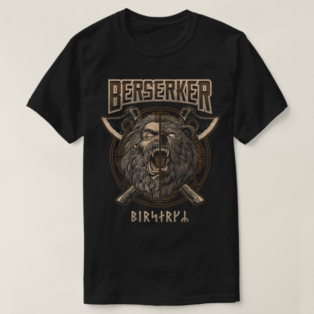 Berserker Viking Norse Pagan Bären Krieger T-Shirt (Design vorne)