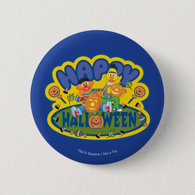 Bert & Ernie | Frohe Halloween Button (Vorderseite)