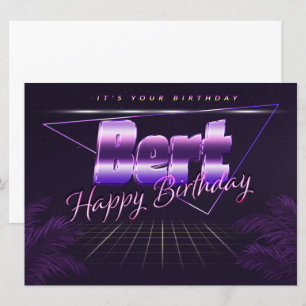Bert Nom Prénom lila retro Carte Anniversaire