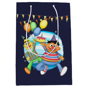 Bert und Ernie Birthday Balloons Mittlere Geschenktüte